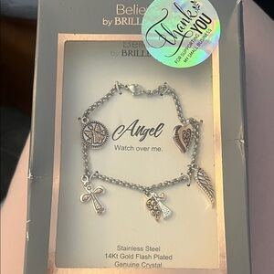 Believe by Brilliant Silver Angel Charm Bracelet